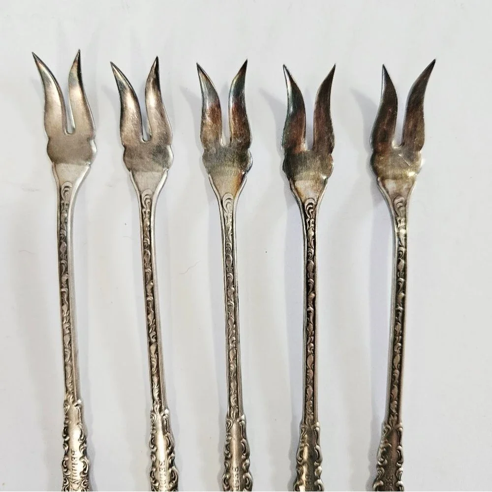 Antique S.L. & G.H Rogers Silver Plate Webster Pattern Set Of 5 Cocktail Forks